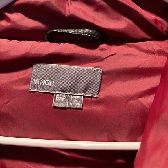 Vince Women's Asymmetrical Zip Puffer Jacket Size S Burgundy Red - Picture 4 of 6